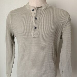 American Giant Long Sleeve Waffle Tan Henley Men's Small